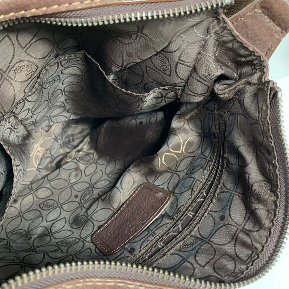 FOSSIL Distressed Brown Pebble Leather Medium Shoulder Crossbody Bag - Picture 8 of 12